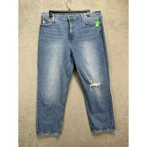 Gap Jeans Womens 35X20 Regular Blue Distressed Cheeky Straight Sky High-Rise NEW